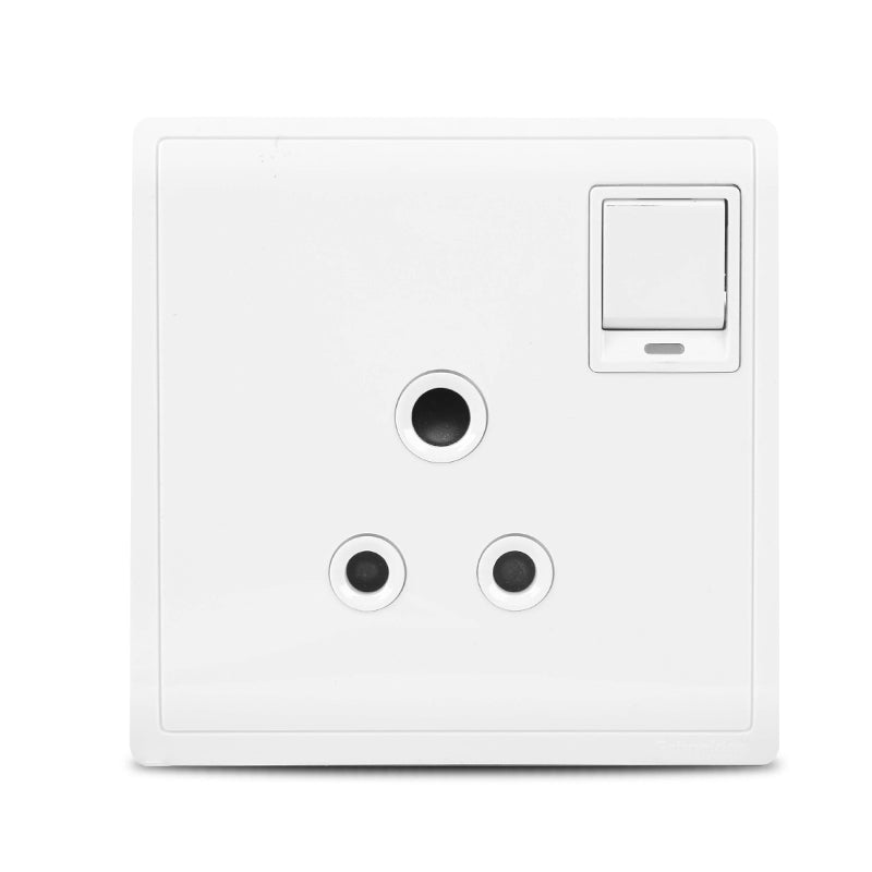 Pieno 5A 3 Pin Round Switched Socket with Neon